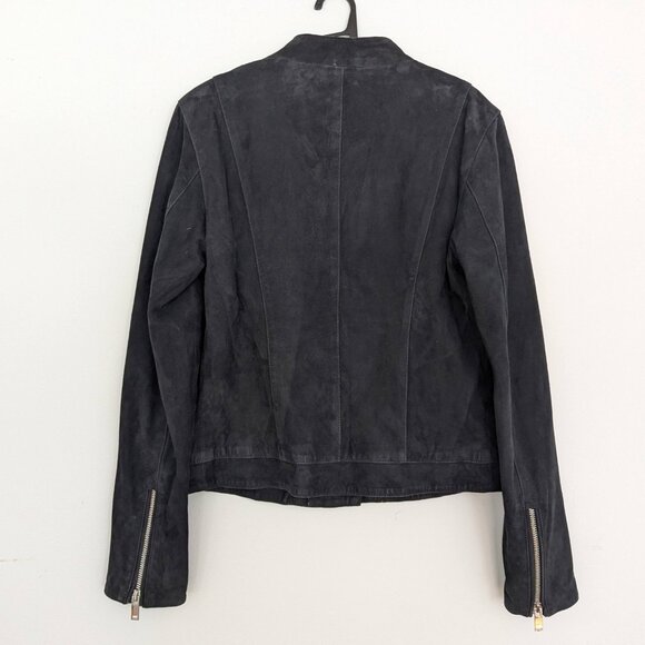 MASSIMO DUTTI Black Lambskin Suede Moto 4724 Jacket Size XS - Picture 2 of 9